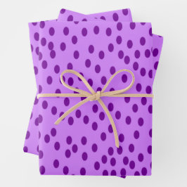 ラベンダーパープル水玉模様 ラッピングペーパーシート