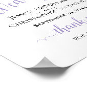 ラベンダーパープル素朴フローラ結婚の歓迎サイン ポスター (角)