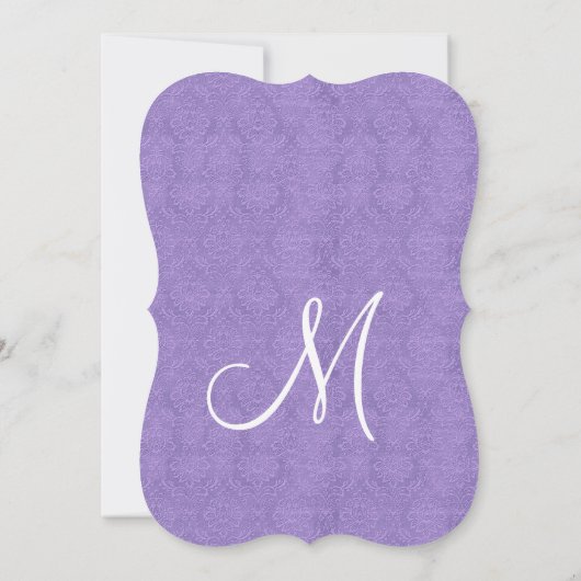 ラベンダーパープル結婚とシルバーのテンプレートV2A 招待状 (裏面)