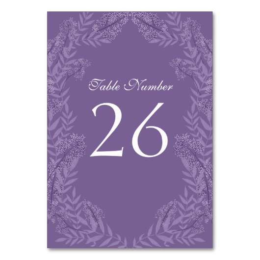 ラベンダーパープル結婚ズヴィンテージ植物 テーブルナンバー (裏面)