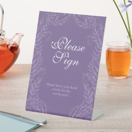 ラベンダーパープル結婚ズヴィンテージ植物 台座サイン (インサイチュ)