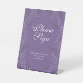 ラベンダーパープル結婚ズヴィンテージ植物 台座サイン (正面)