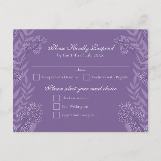 ラベンダーパープル結婚ズ植物学 シーズンポストカード (正面)