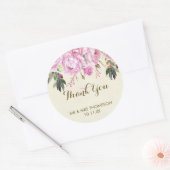 ラベンダーパープル結婚フローラの感謝していおしステッカー ラウンドシール (封筒)