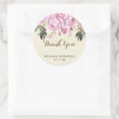 ラベンダーパープル結婚フローラの感謝していおしステッカー ラウンドシール (バッグ)