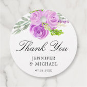 ラベンダーパープル結婚フローラの感謝ラベル フェイバータグ (裏面)