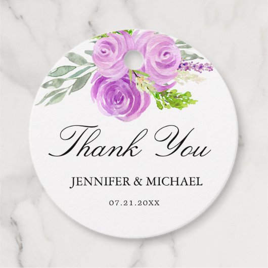 ラベンダーパープル結婚フローラの感謝ラベル フェイバータグ (正面)