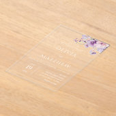 ラベンダーパープル結婚フローラアクリル招待状 アクリル招待状 (レイダウン)