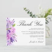 ラベンダーパープル結婚フローラサンキューカード サンキューカード (スタンド正面)