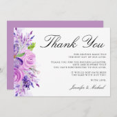 ラベンダーパープル結婚フローラサンキューカード サンキューカード (正面/裏面)