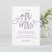 ラベンダーパープル結婚式招待状 |ブラシスクリプト 招待状 (スタンド正面)