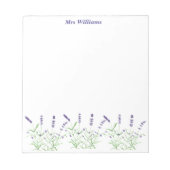 ラベンダーパープル花の水色ハーブ ノートパッド (正面)