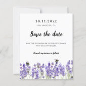 ラベンダーパープル花模様結婚式は日付カードを保存 (正面)