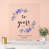 ラベンダーパープル花模様結婚50周年 アクリルサイン (ウェディング)