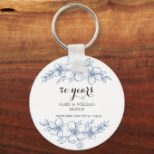 ラベンダーパープル花模様結婚50周年 キーホルダー (正面)