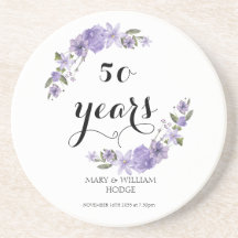 ラベンダーパープル花模様結婚50周年