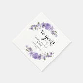 ラベンダーパープル花模様結婚50周年 スタンダードカクテルナプキン (角)