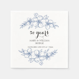 ラベンダーパープル花模様結婚50周年 スタンダードカクテルナプキン