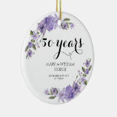 ラベンダーパープル花模様結婚50周年 セラミックオーナメント (右)