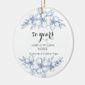 ラベンダーパープル花模様結婚50周年 セラミックオーナメント (左)