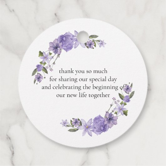 ラベンダーパープル花模様結婚50周年 フェイバータグ (裏面)