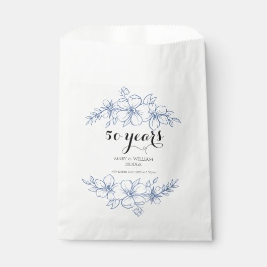 ラベンダーパープル花模様結婚50周年 フェイバーバッグ (正面)