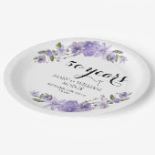 ラベンダーパープル花模様結婚50周年 ペーパープレート (アングル)