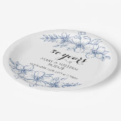 ラベンダーパープル花模様結婚50周年 ペーパープレート (アングル)