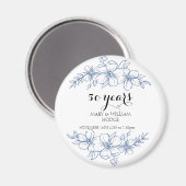 ラベンダーパープル花模様結婚50周年 マグネット (正面/裏面)