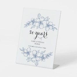 ラベンダーパープル花模様結婚50周年 台座サイン