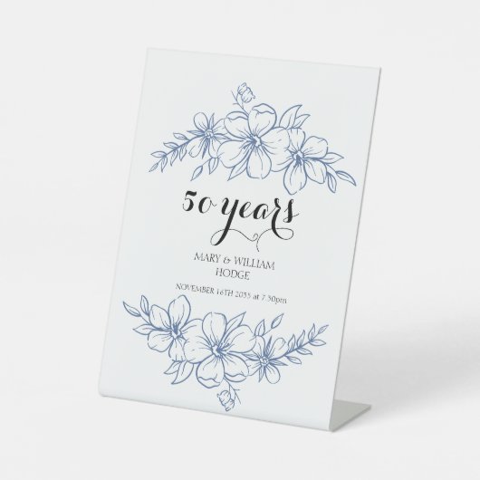 ラベンダーパープル花模様結婚50周年 台座サイン (正面)