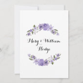 ラベンダーパープル花模様結婚50周年 招待状 (裏面)