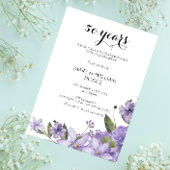 ラベンダーパープル花模様結婚50周年 招待状