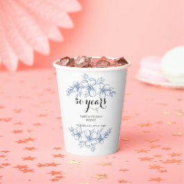 ラベンダーパープル花模様結婚50周年 紙コップ