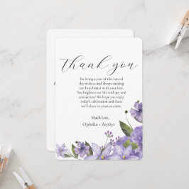 ラベンダーパープル花模様50結婚th's Thank You 招待状