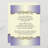 ラベンダーパープル華美金ゴールドスク結婚ロールズI 招待状 (正面/裏面)