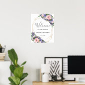ラベンダーパープル赤面ピンク結婚フローラの歓迎 ポスター (ホームオフィス)