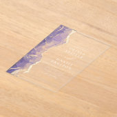 ラベンダーパープル金ゴールドエレガントアゲモダンート結婚ズ アクリル招待状 (レイダウン)