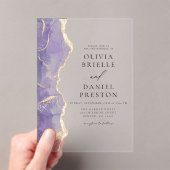 ラベンダーパープル金ゴールドエレガントアゲモダンート結婚ズ アクリル招待状 (インサイチュ (ポータブル))