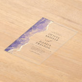 ラベンダーパープル金ゴールドエレガントアゲモダンート結婚ズ アクリル招待状 (レイダウン)