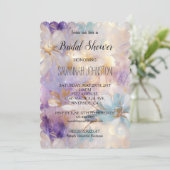 ラベンダーパープル金ゴールドグラムフローラブライダルシャワー 招待状 (スタンド正面)