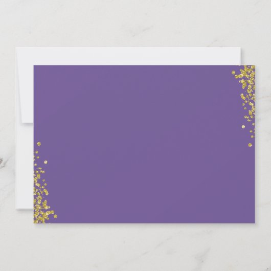 ラベンダーパープル金ゴールドファースト聖餐式の写真 招待状 (裏面)