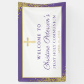 ラベンダーパープル金ゴールドファースト聖餐式バナー 横断幕 (縦)