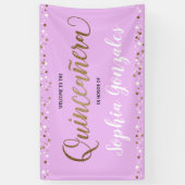 ラベンダーパープル金ゴールド紙吹雪キンセアニェラ誕生日 横断幕 (縦)