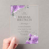 ラベンダーパープル&シルバーブライダルシャワーブランチ アクリル招待状 (インサイチュ (ポータブル))