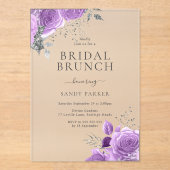 ラベンダーパープル&シルバーブライダルシャワーブランチ アクリル招待状 (正面)