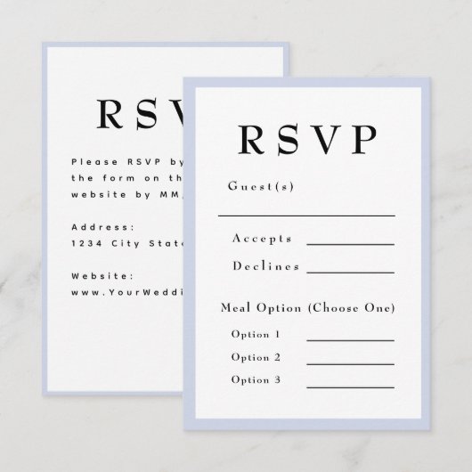 ラベンダーパープル タイムレス ウェディング RSVP (正面/裏面)
