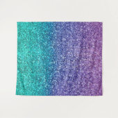 ラベンダーパープル＆ターコイズアクアグリーン スパークリー パーティ タペストリー (正面(横))