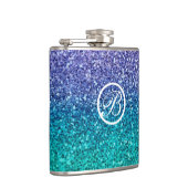 ラベンダーパープル & ティールアクアグリーン スパークリーグリッター フラスク (右)