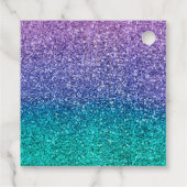 ラベンダーパープル & ティールアクアグリーン スパークリー パーティー フェイバータグ (裏面)